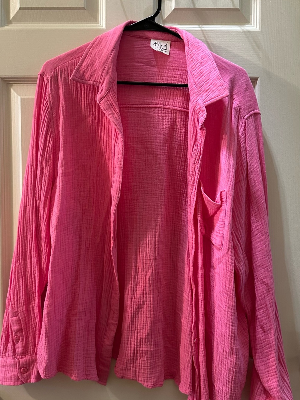 Bright Pink Lightweight Button-Up Shirt
